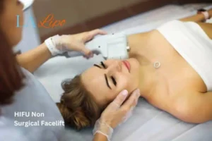 Woman having Hi-Fu to reduce wrinkles West Barnes.