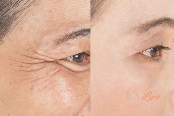 Before and after results of woman - HI-fu wrinkles reduction treatment West Barnes